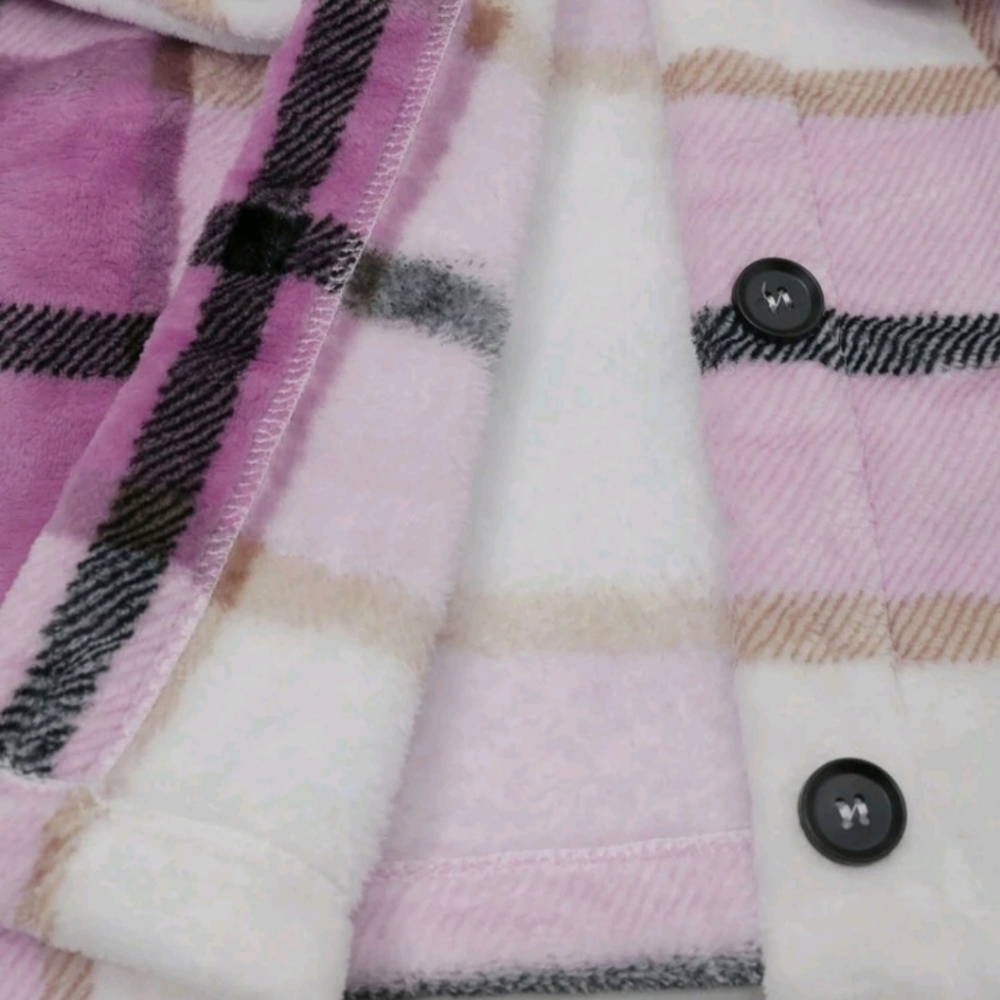 Women's Button Front Long Sleeve Pocket Plaid Casual Jacket, Everyday Wear - Picture 5 of 5